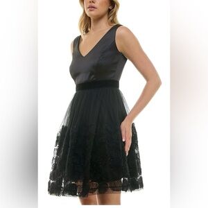 Taylor Black V-Neck Midi Dress